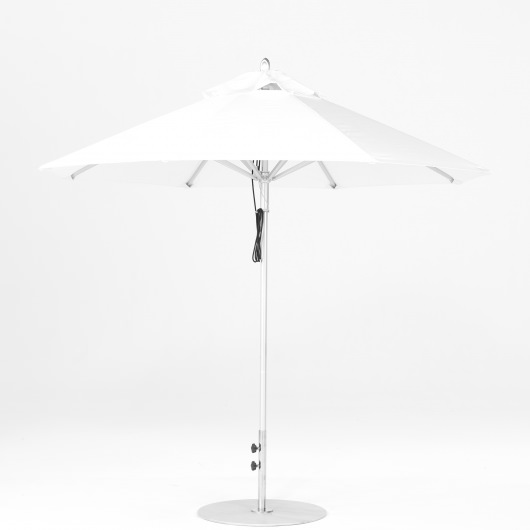 9 Ft. Pulley Lift Aluminum Market Umbrella with Silver Pole