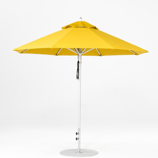9 Ft. Pulley Lift Aluminum Market Umbrella with Silver Pole
