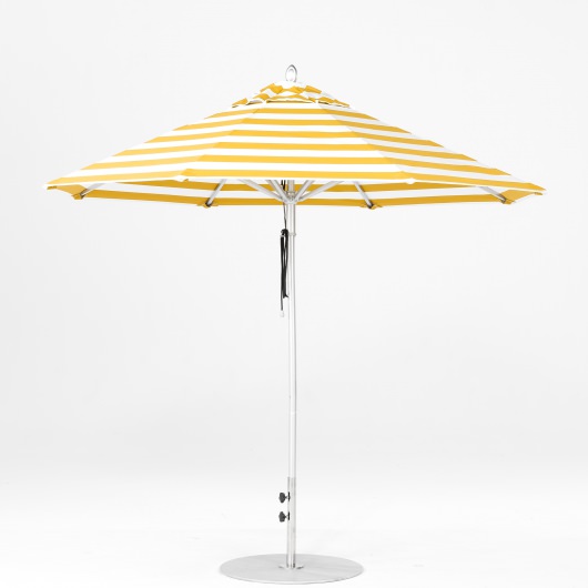 9 Ft. Pulley Lift Aluminum Market Umbrella with Silver Pole