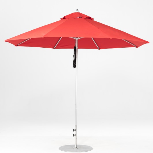 11 Ft. Pulley Lift Aluminum Market Umbrella with Silver Pole