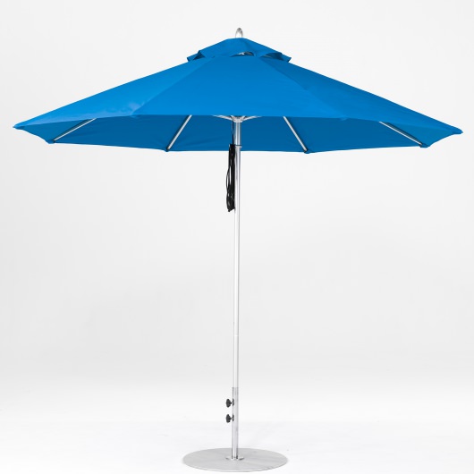 11 Ft. Pulley Lift Aluminum Market Umbrella with Silver Pole