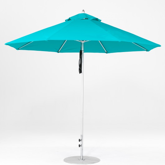 11 Ft. Pulley Lift Aluminum Market Umbrella with Silver Pole