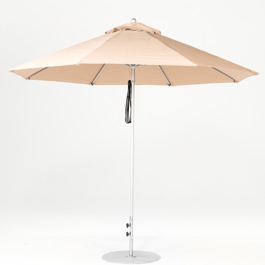 11 Ft. Pulley Lift Aluminum Market Umbrella with Silver Pole