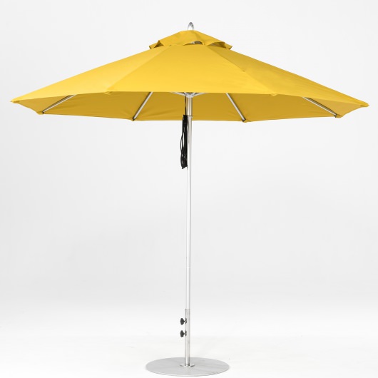 11 Ft. Pulley Lift Aluminum Market Umbrella with Silver Pole