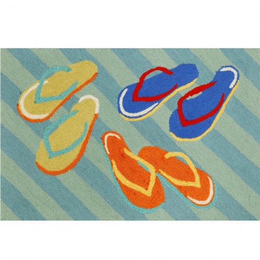 Frontporch Flip Flops Aqua Outdoor Rug