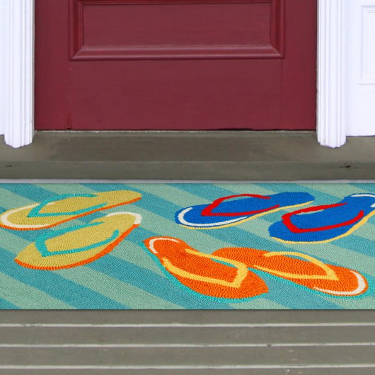 Frontporch Flip Flops Aqua Outdoor Rug