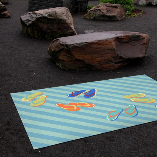 Frontporch Flip Flops Aqua Outdoor Rug