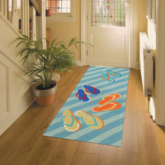 Frontporch Flip Flops Aqua Outdoor Rug