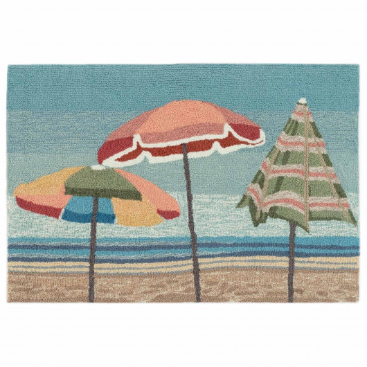 Frontporch Beach Umbrellas Indoor/Outdoor Rug - Aqua