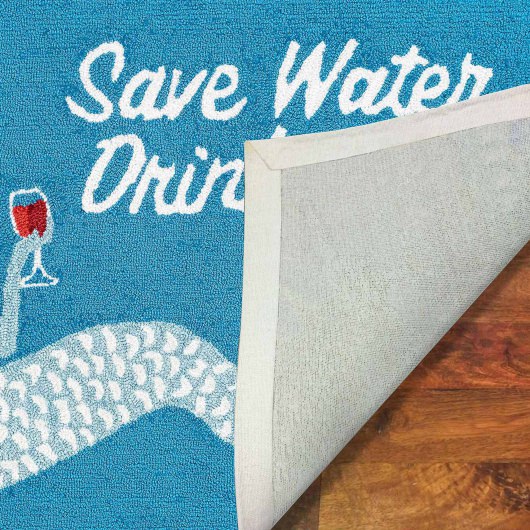 Frontporch Save Water Drink Wine Indoor/Outdoor Rug - Ocean