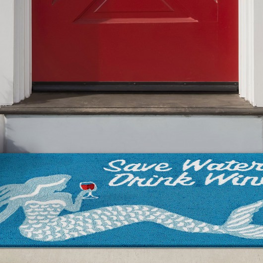 Frontporch Save Water Drink Wine Indoor/Outdoor Rug - Ocean