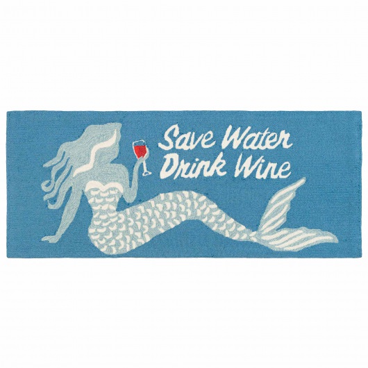 Frontporch Save Water Drink Wine Indoor/Outdoor Rug - Ocean