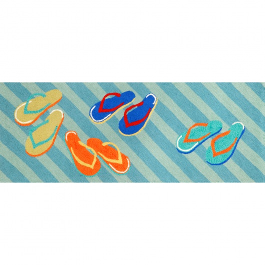 Frontporch Flip Flops Aqua Outdoor Rug