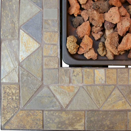Endless Summer LP Gas Fire Table with Slate Tile Mantel and Lava Rocks
