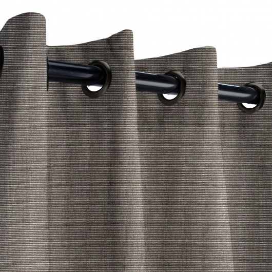 Sunbrella Canvas Coal Outdoor Curtain with Dark Gunmetal Grommets 50 in. x 108 in.