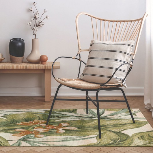 Marina Tropical Leaf Indoor/Outdoor Rug - Cream