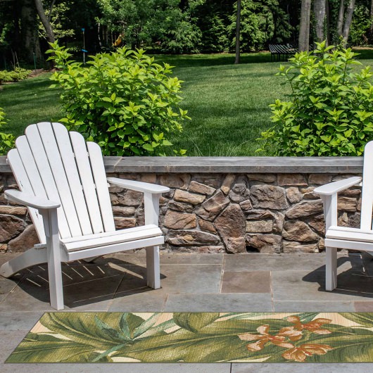 Marina Tropical Leaf Indoor/Outdoor Rug - Cream