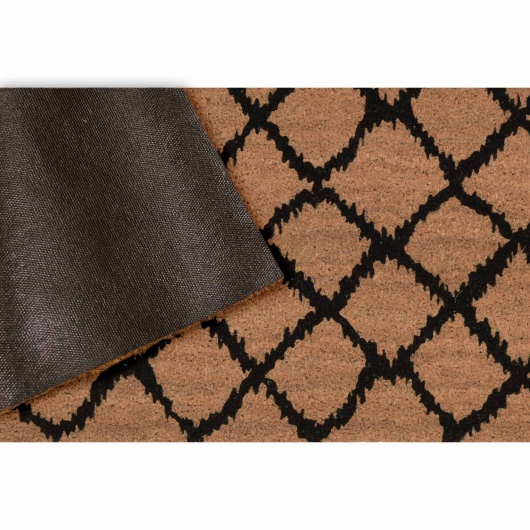 Natura Ikat Lattice Outdoor Mat - Black