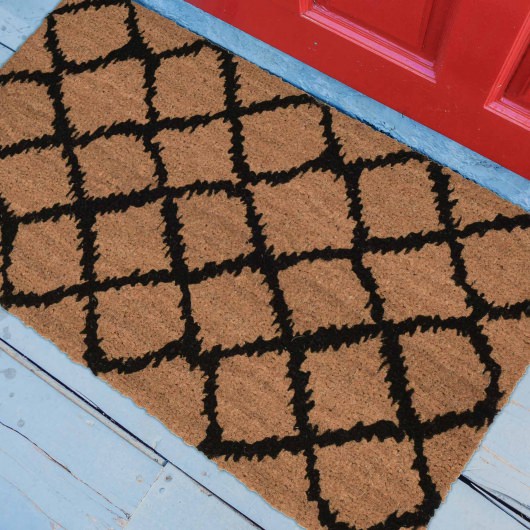 Natura Ikat Lattice Outdoor Mat - Black