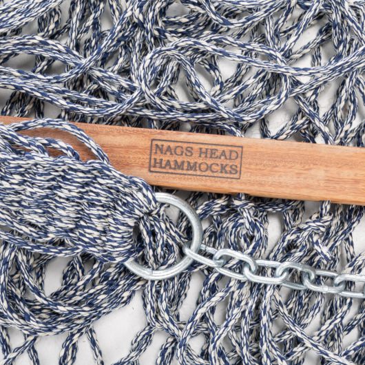 Extra-Wide Navy Oatmeal Heirloom Tweed DuraCord Rope Hammock