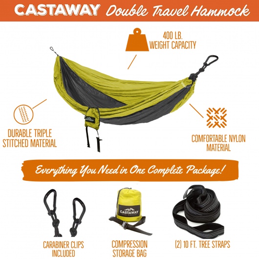 Double Travel Hammock - Lime/Charcoal