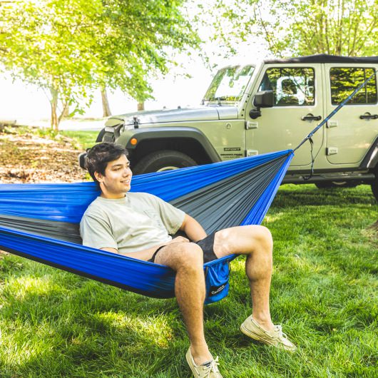 Double Travel Hammock - Blue/Charcoal