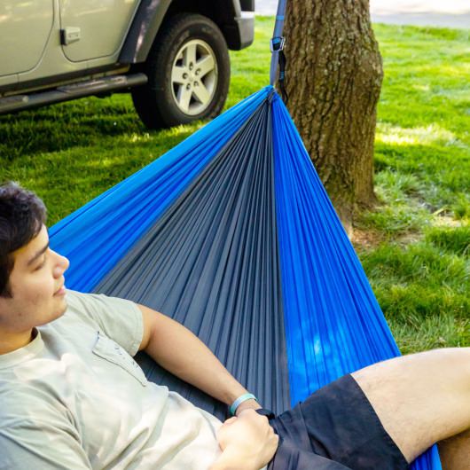 Double Travel Hammock - Blue/Charcoal