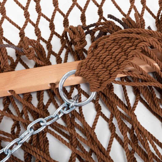 13 ft. Double Antique Brown Polyester Rope Hammock with Hanging Hardware & Storage Bag Included
