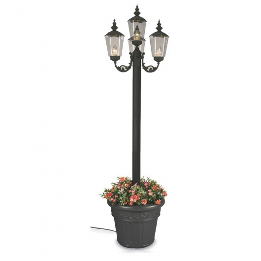 Black Cambridge Four Lantern Patio Lamp with Planter Base