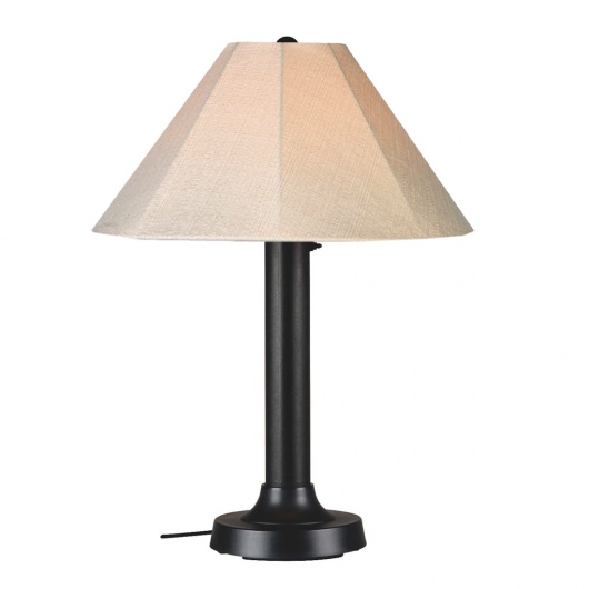 Black Seaside Outdoor Table Lamp with Sunbrella Shade