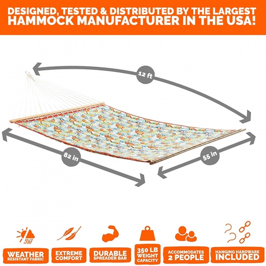 Large Polyester Quilted Hammock - Floral Print