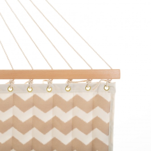 Large Double Quilted Hammock with Detachable Pillow - Beige Chevron