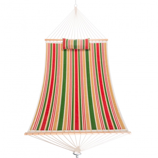 Large Double Quilted Hammock with Detachable Pillow - Garden Trellis Stripe