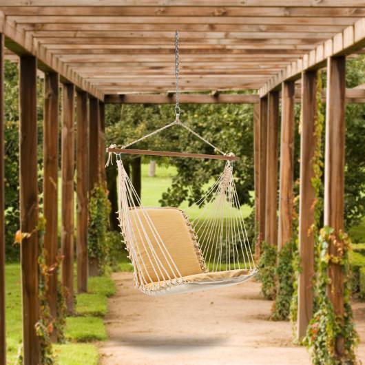 Premium Sunbrella Cushioned Single Swing - Dupione Cornsilk