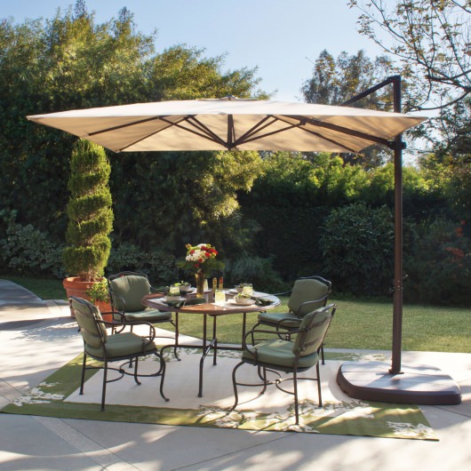 Skye 8 6 Square Sunbrella Cantilever Umbrella With Cross Base By Simplyshade