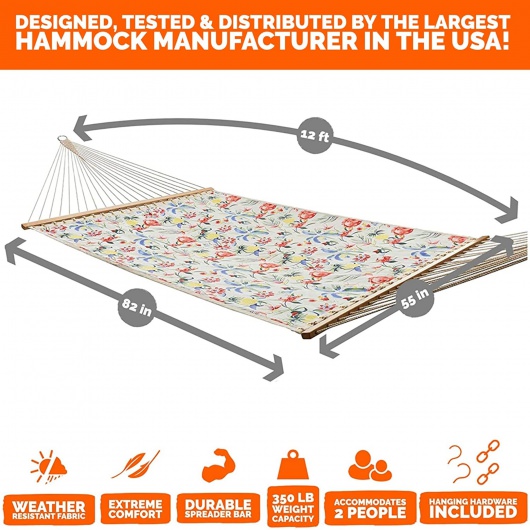 Large Quick Dry Fabric Hammock - Tropical Print