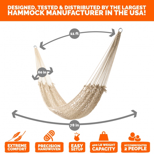 Double Handwoven Polyester Rope Mayan Hammock