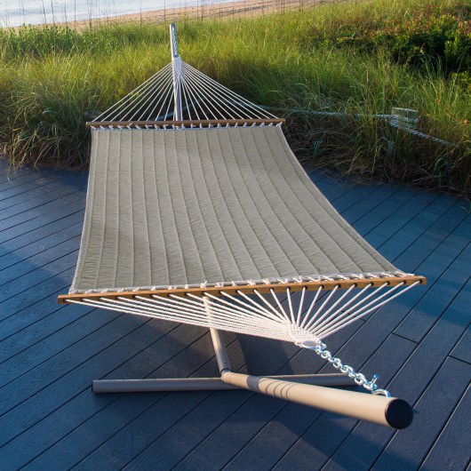 Large Quilted Hammock with Metal Stand and Optional Hammock Pillow