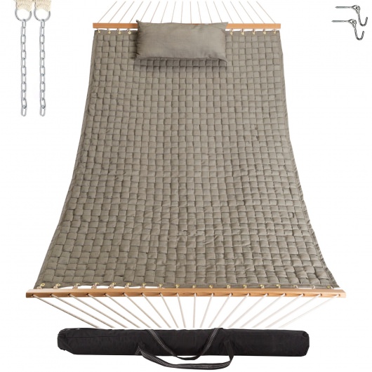 Large Soft Weave Hammock with Pillow & Storage Bag - Flax