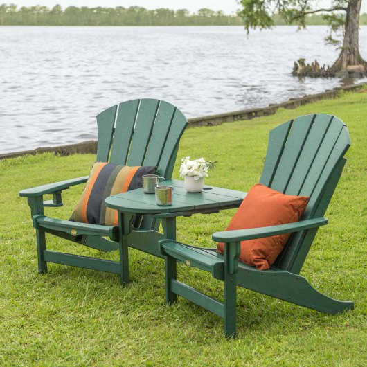 DURAWOOD® 3 Piece Sunrise Adirondack Chair and Tete-A-Tete Set