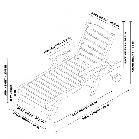 DURAWOOD® Chaise Lounge With Folding Arms