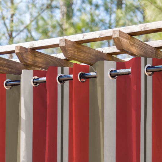 Rosso Stripe Extrawide Outdoor Curtain