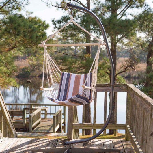 Single Cushioned Swing - Gray and Black Stripe