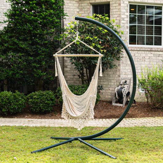 Large Macrame Fringe Design Single Swing - Beige