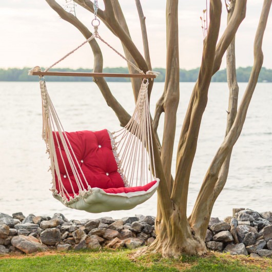 Tufted Sunbrella Single Swing - Canvas Jockey Red