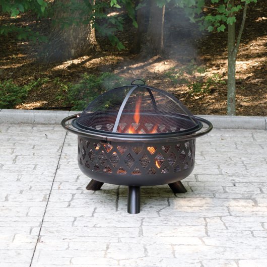 Endless Summer Round Oil Rubbed Bronze Wood Burning Firebowl with Lattice Design