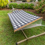 Deluxe 52'' Quilted Fabric Hammock with Patented KD Space Saving Hammock Stand and Pillow Combo - Buffalo Plaid