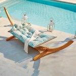 Large Sunbrella Tufted Sunbrella Hammock with Detachable Pillow - Aruba Leaf