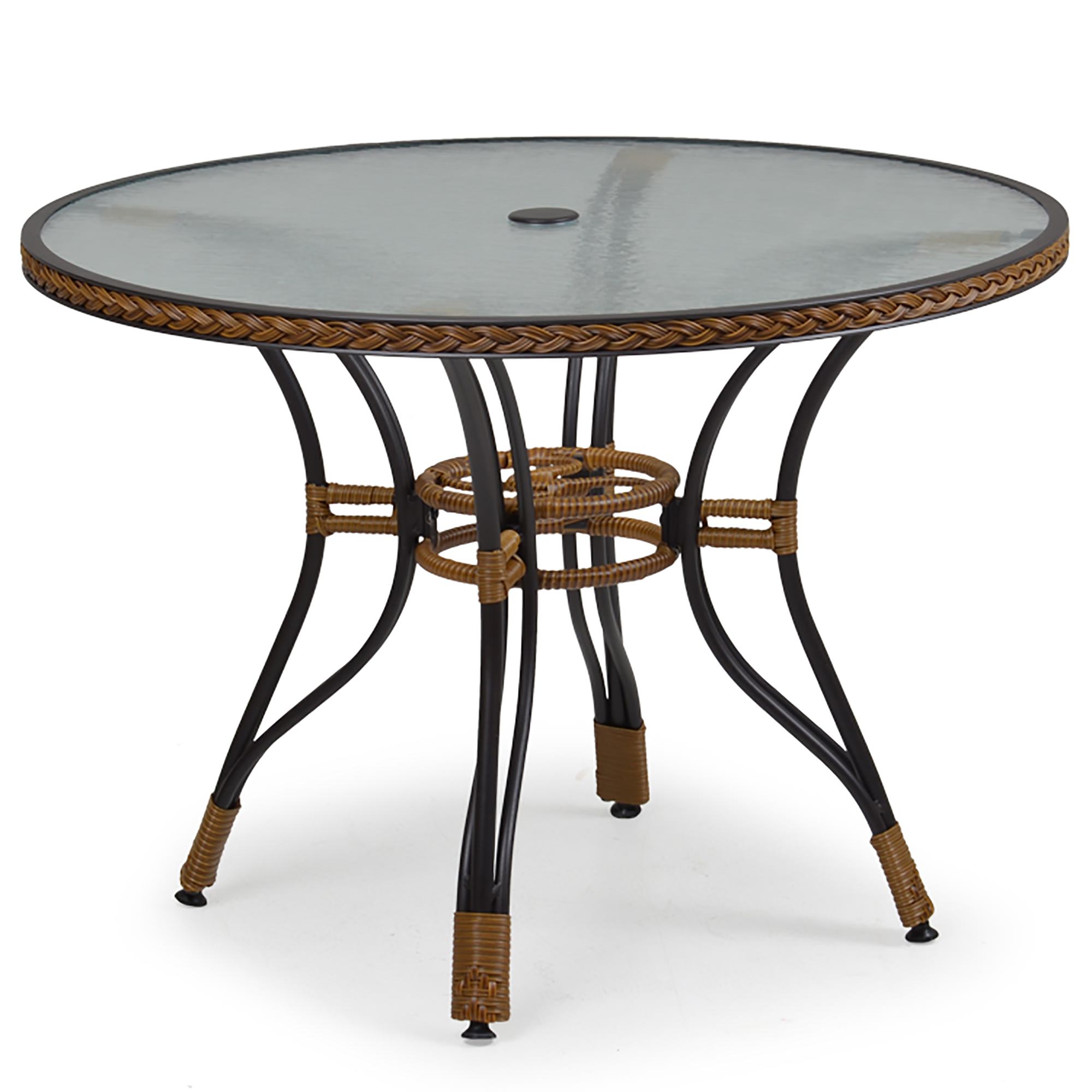 WaterMark Living 40 in Resin Wicker Dining Table with Glass Top