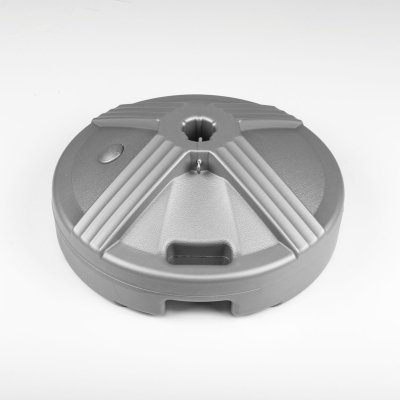 16 in. Resin Coated 50 lb. Concrete Filled Umbrella Base - Brushed Silver